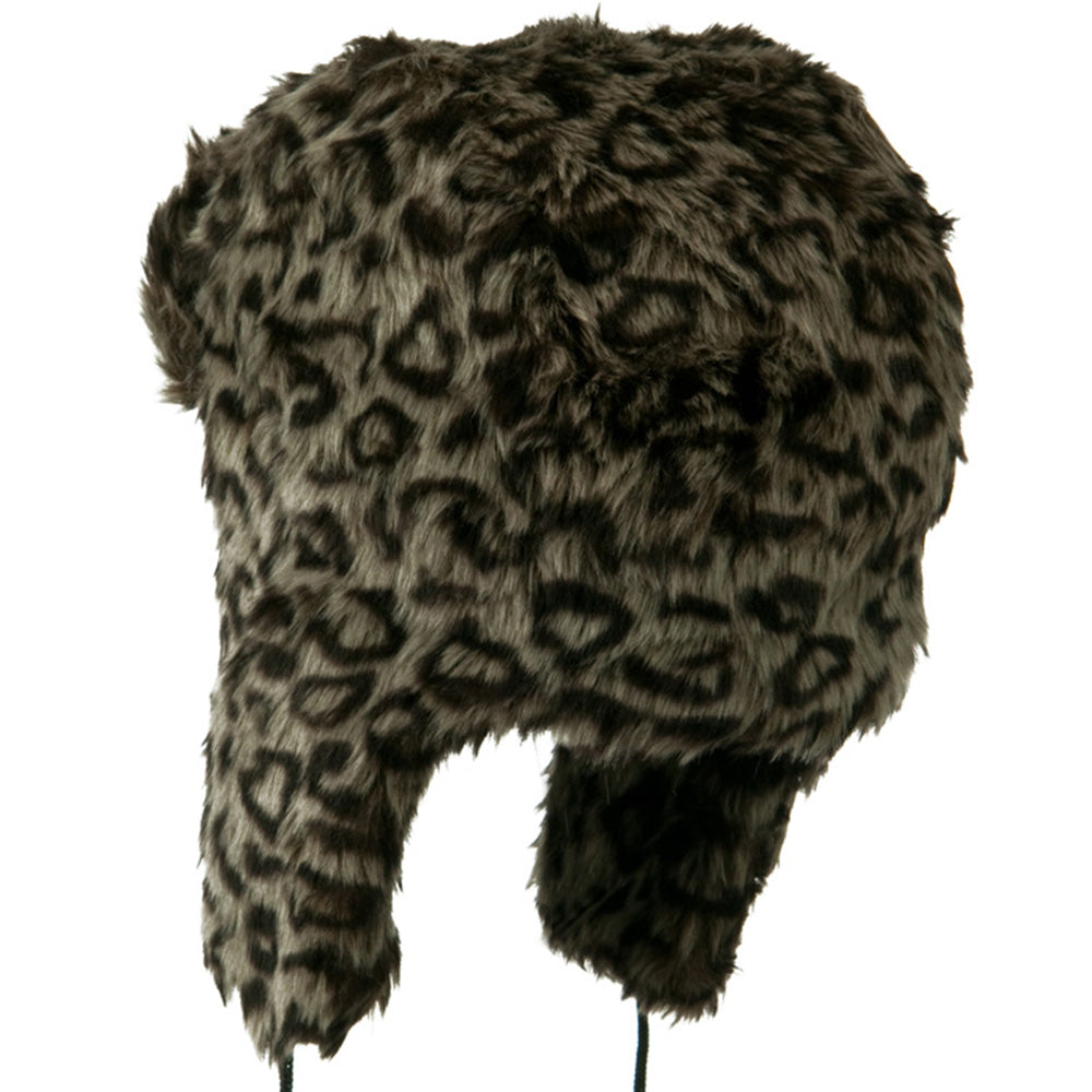 Woman's Animal Print Faux Fur Tropper Hat