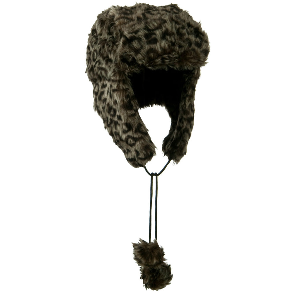 Woman's Animal Print Faux Fur Tropper Hat