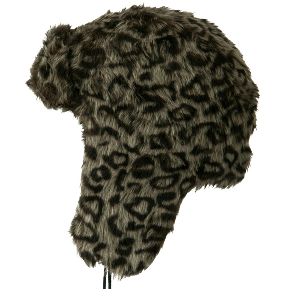 Woman's Animal Print Faux Fur Tropper Hat