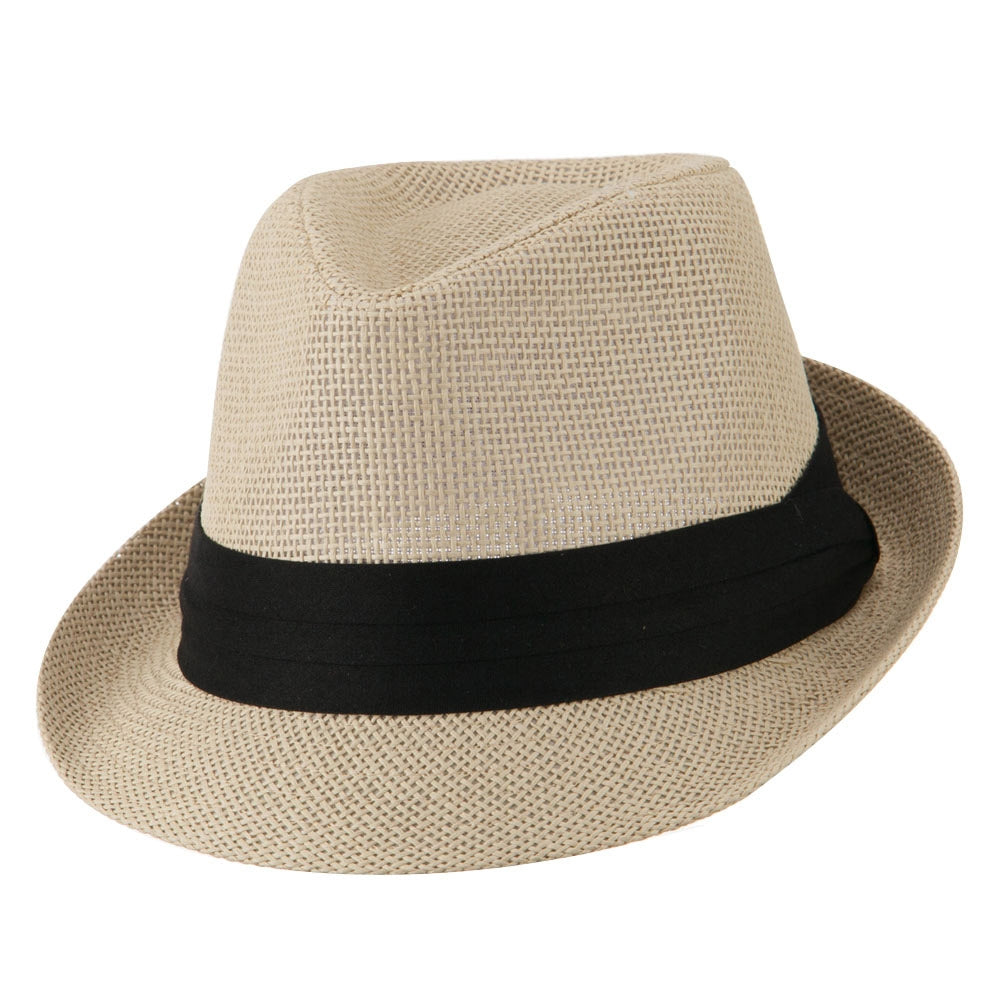 Paper Straw Black Band Baby Fedora