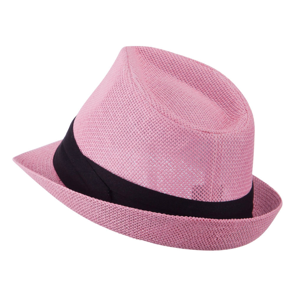 Paper Straw Black Band Baby Fedora