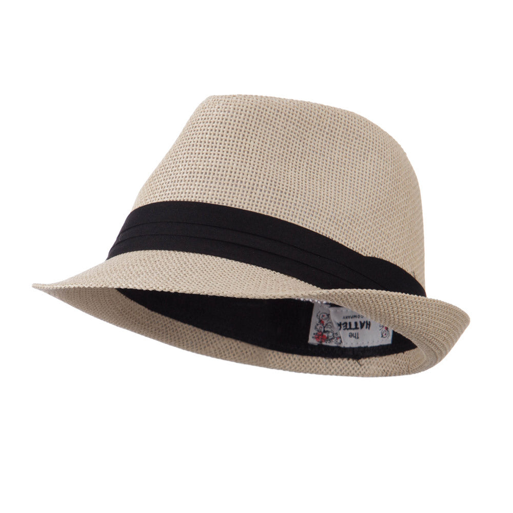 Pleated Hat Band Straw Fedora Hat