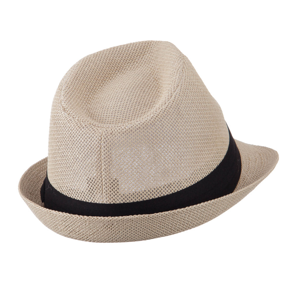 Pleated Hat Band Straw Fedora Hat