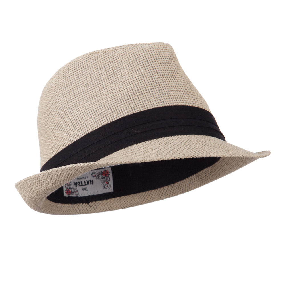 Pleated Hat Band Straw Fedora Hat