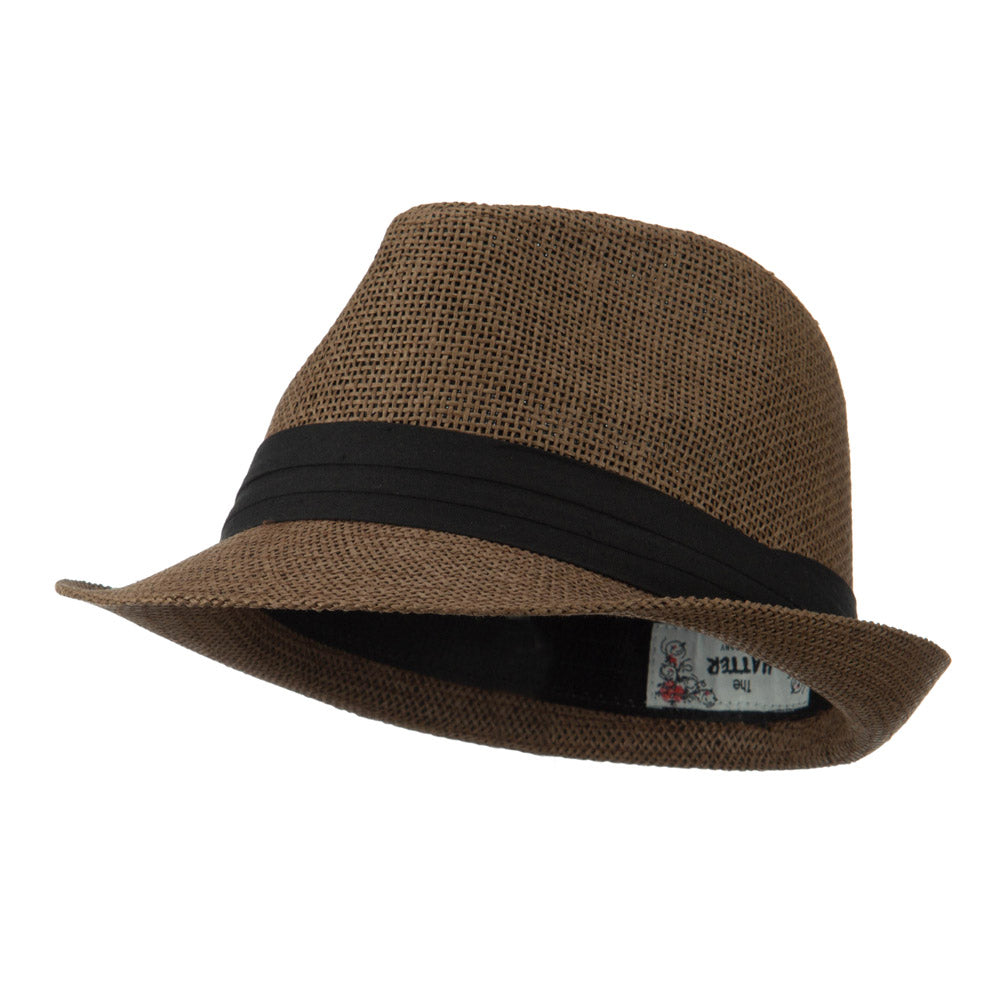 Pleated Hat Band Straw Fedora Hat