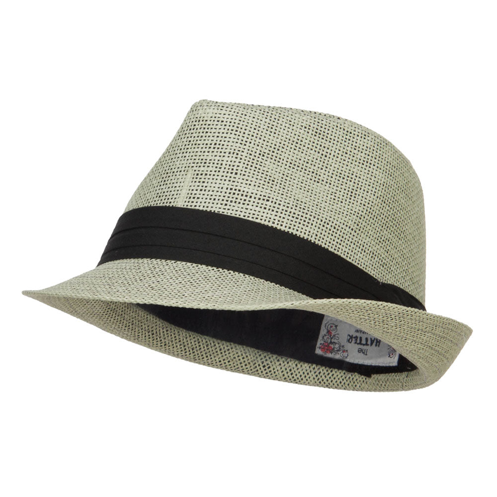 Pleated Hat Band Straw Fedora Hat