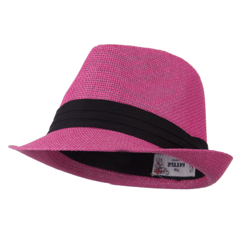 Pleated Hat Band Straw Fedora Hat