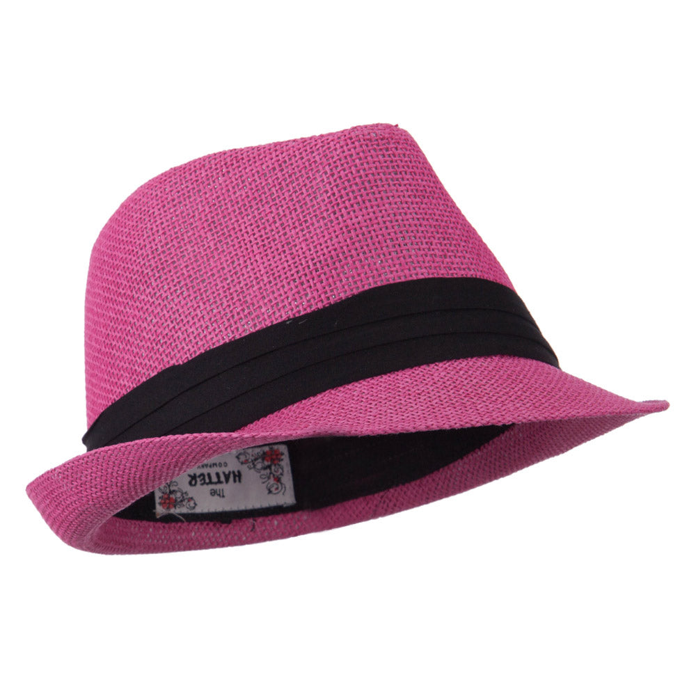 Pleated Hat Band Straw Fedora Hat