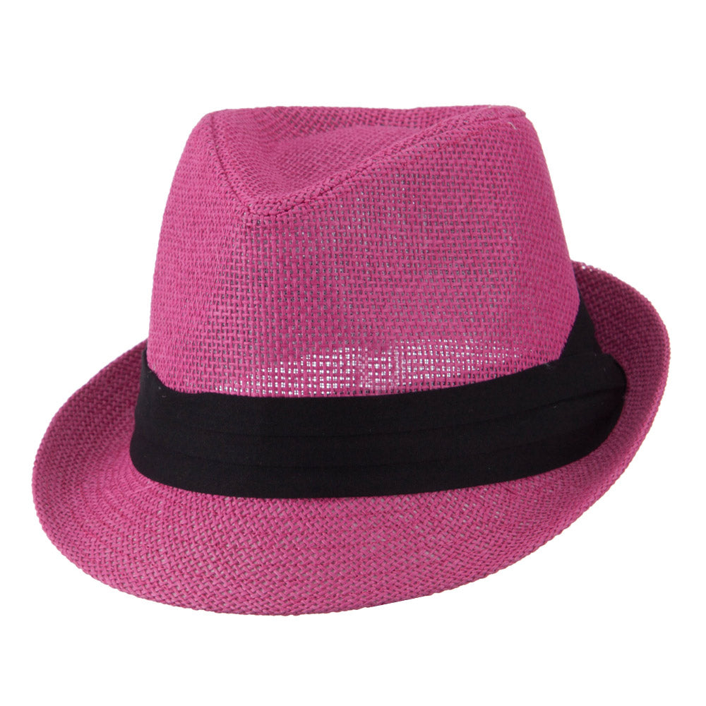 Pleated Hat Band Straw Fedora Hat