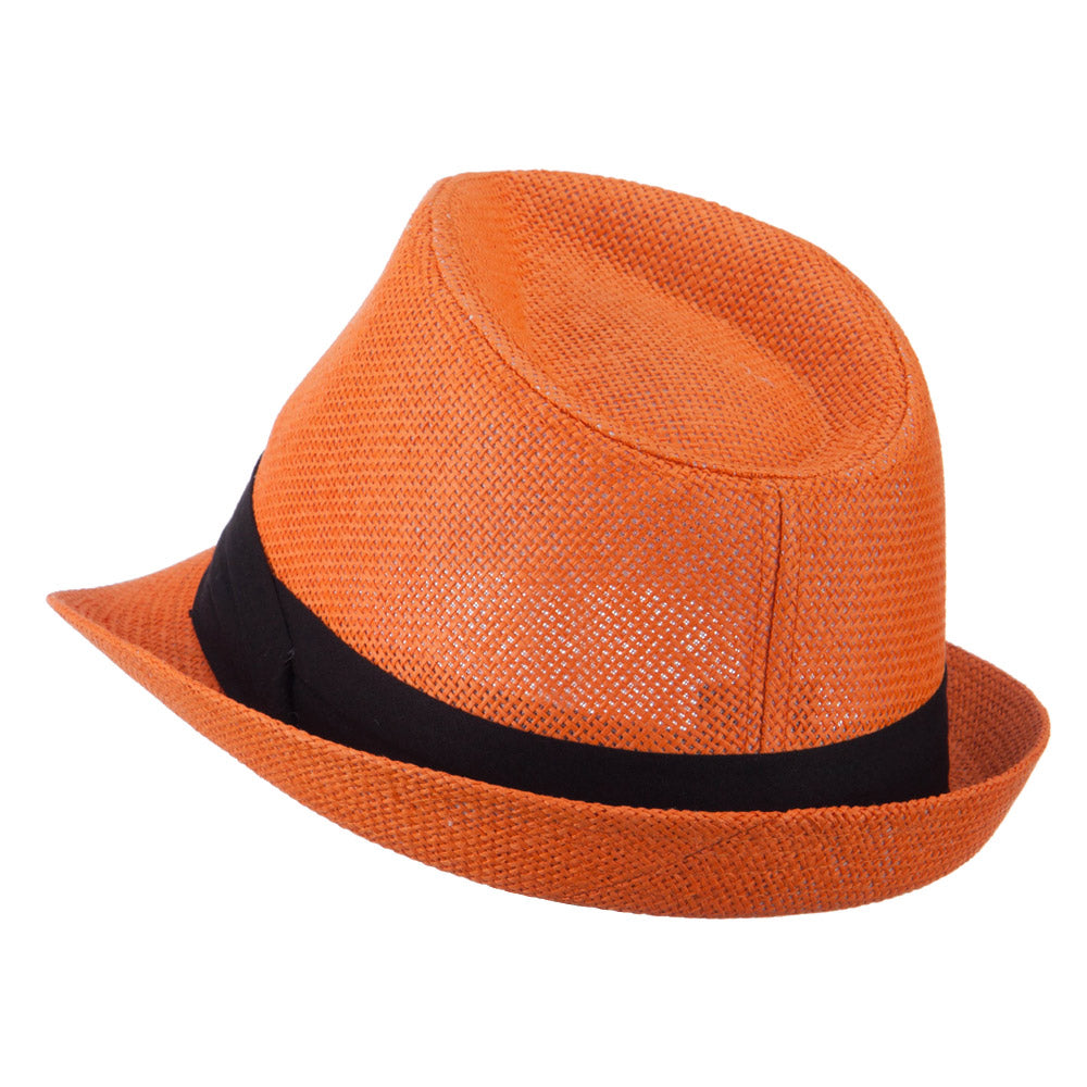 Pleated Hat Band Straw Fedora Hat