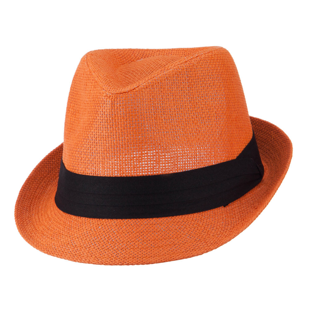Pleated Hat Band Straw Fedora Hat