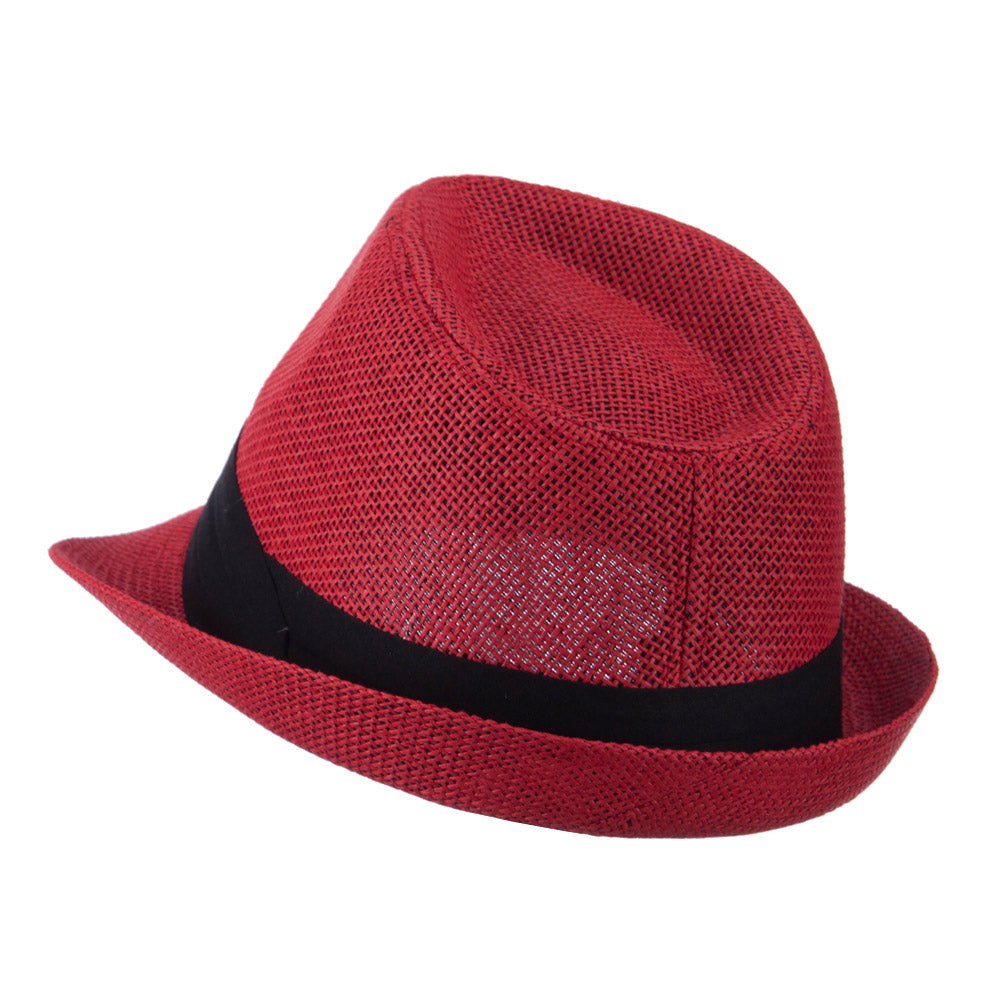 Pleated Hat Band Straw Fedora Hat