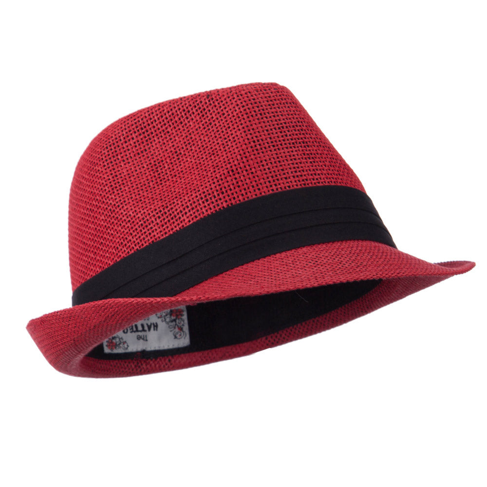 Pleated Hat Band Straw Fedora Hat