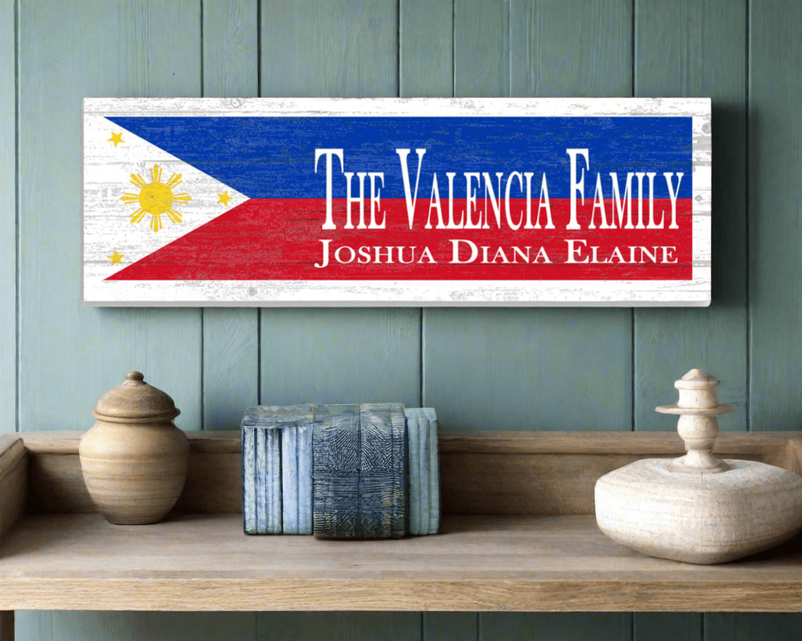 Philippine Flag Sign Family Name Filipino Housewarming or Wedding Gift