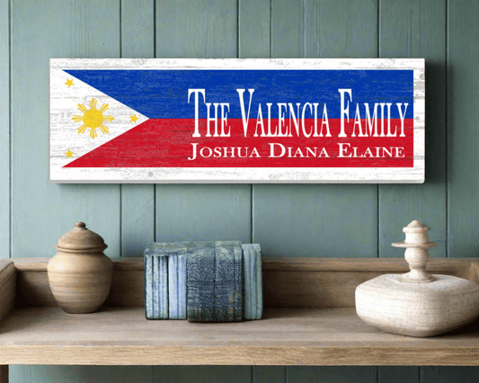 Philippine Flag Sign Family Name Filipino Housewarming or Wedding Gift