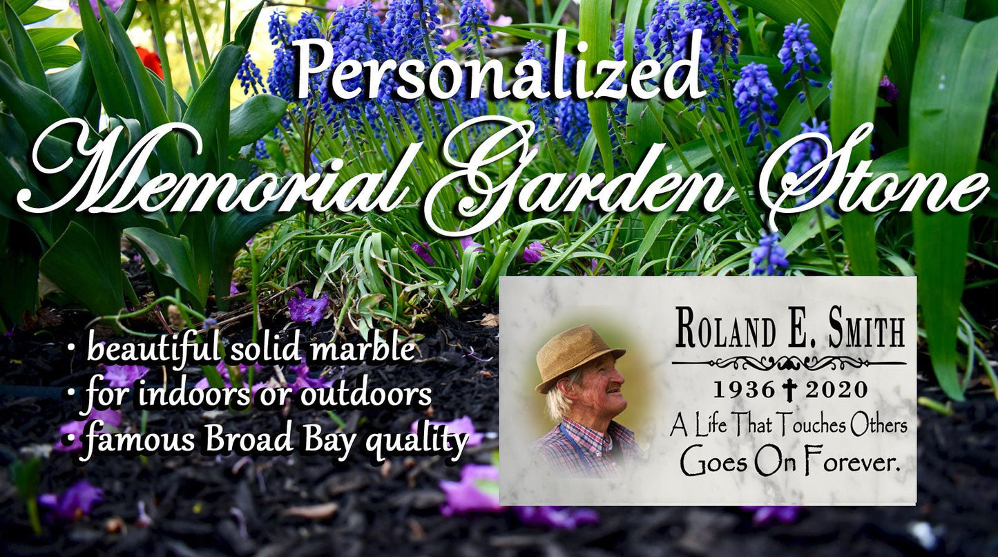 Photo Memorial Stone Loved One Loss Gift with Custom Picture - A Life That Touches Others Goes On Forever