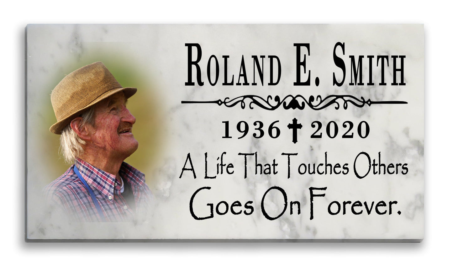 Photo Memorial Stone Loved One Loss Gift with Custom Picture - A Life That Touches Others Goes On Forever