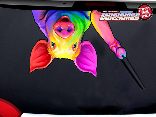 Beautiful Rainbow Waving Pig WiperTags