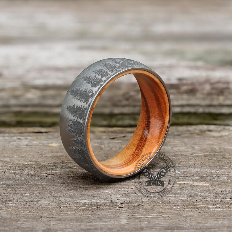 Pine Forest Titanium Wood Ring