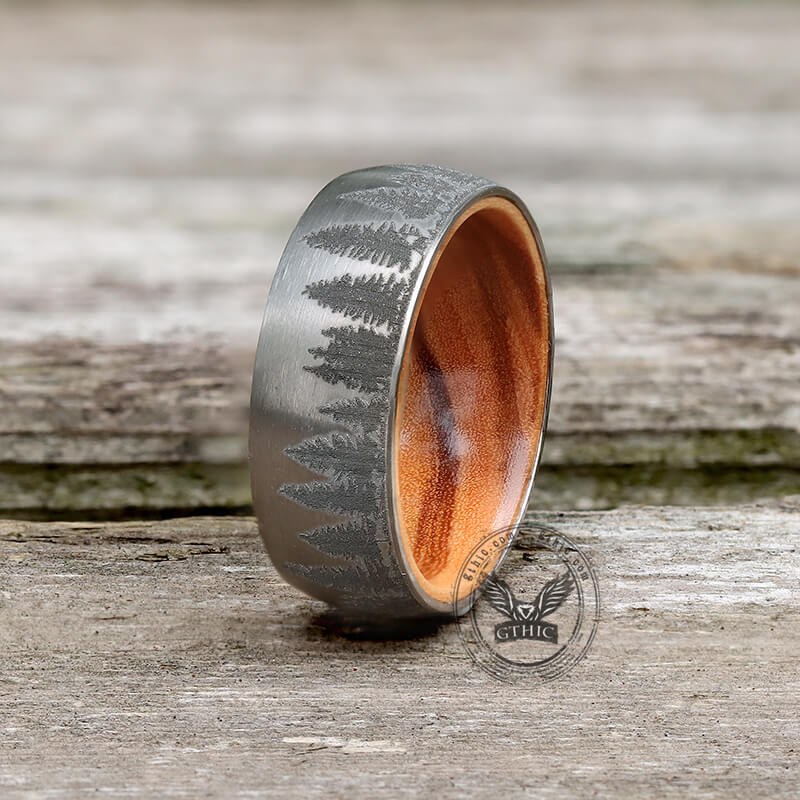 Pine Forest Titanium Wood Ring