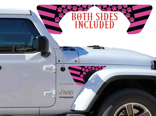 fender vent for the JL or JT 2018 or newer Pink Paw Print flag