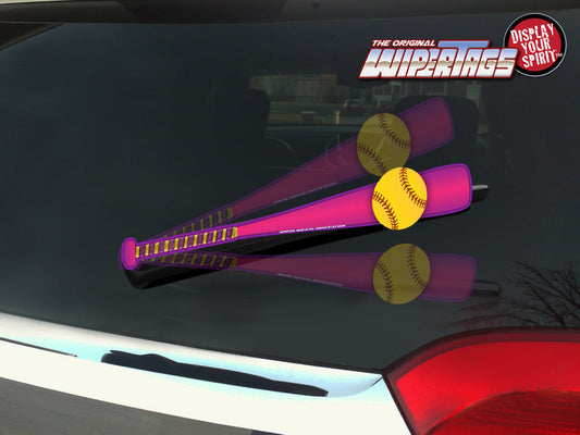 Softball Bat Pink & Purple WiperTags