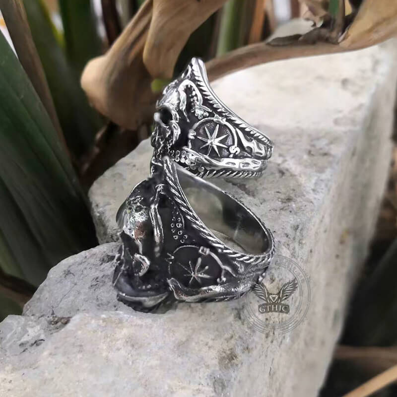 Kraken Octopus Stainless Steel Skull Ring