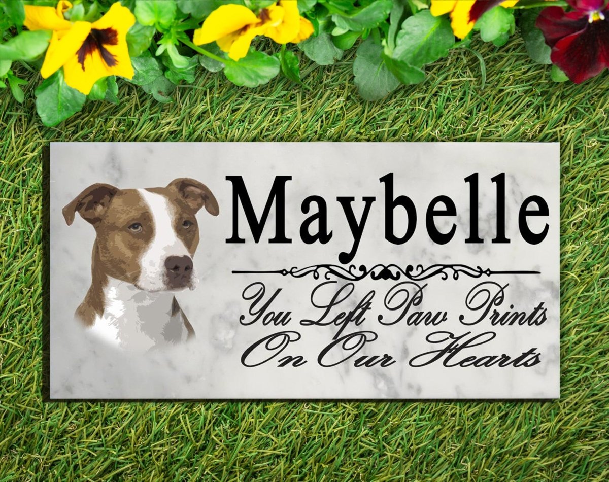 Pit Bull Memorial Stone Dog Grave Marker Pittie Garden Plaque