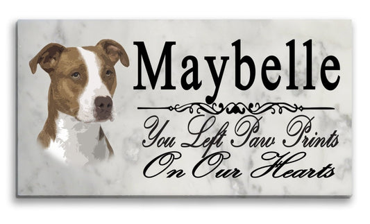 Pit Bull Memorial Stone Dog Grave Marker Pittie Garden Plaque