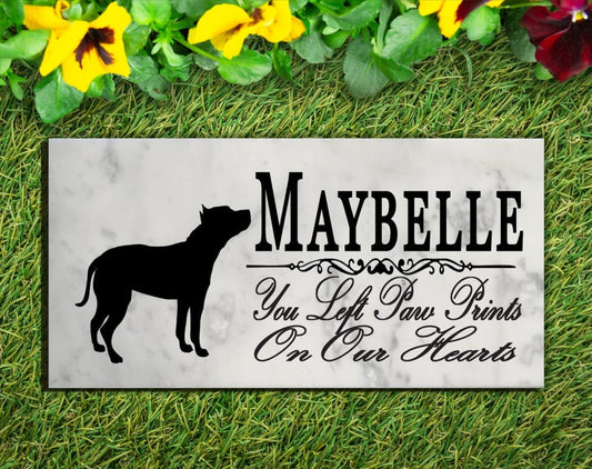 Pit Bull Memorial Stone Personalized Dog Garden Plaque Grave Marker Outdoor or Indoor