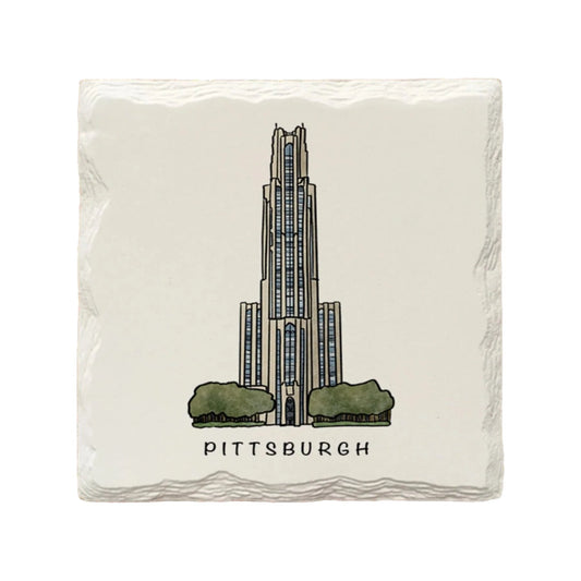 Pitt Cathedral of Learning Ceramic Coaster by The Doodle Line