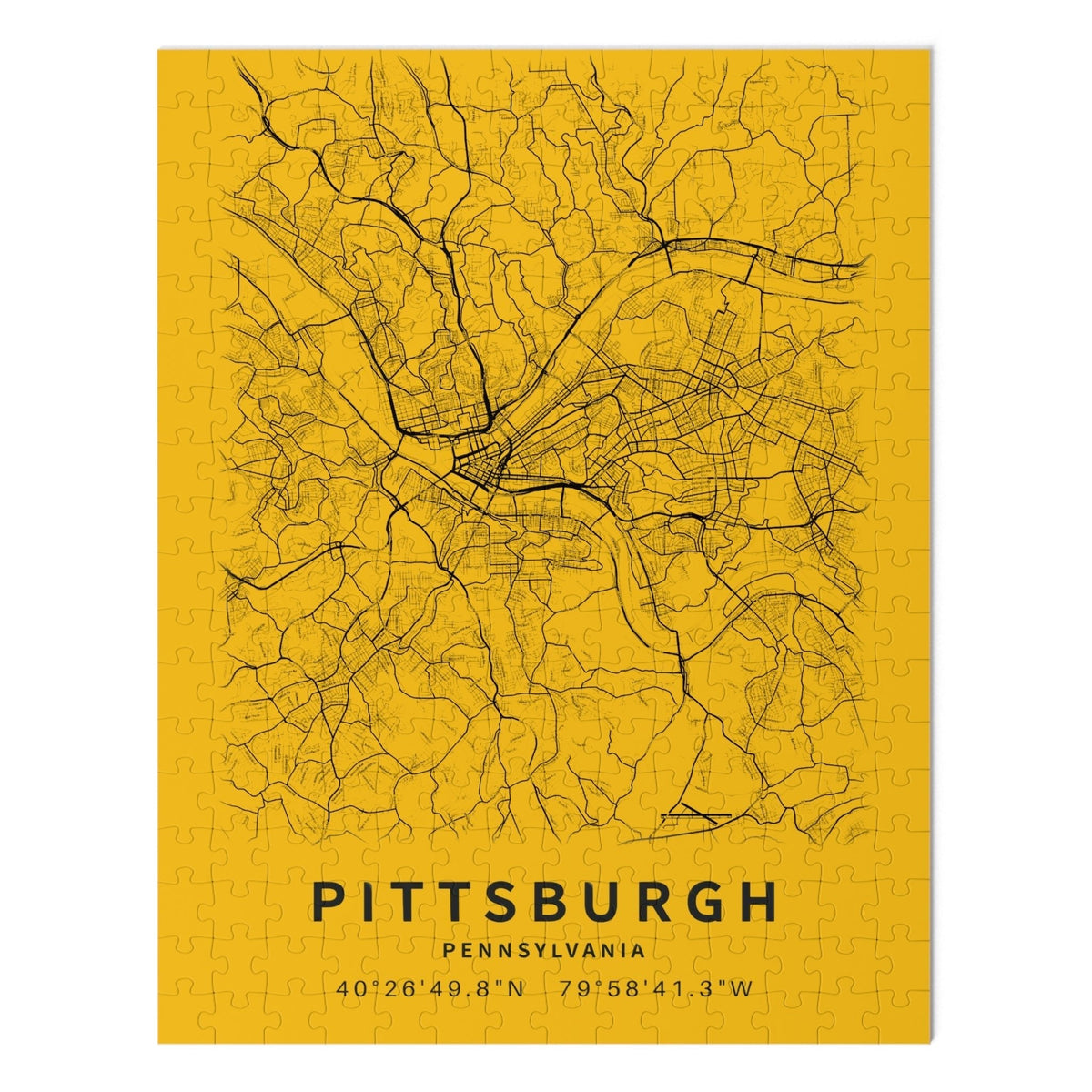 Pittsburgh City Street Map Jigsaw Puzzle with Tin