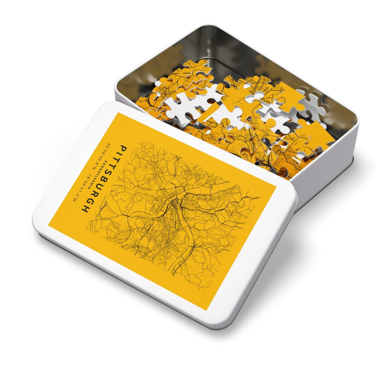 Pittsburgh City Street Map Jigsaw Puzzle with Tin