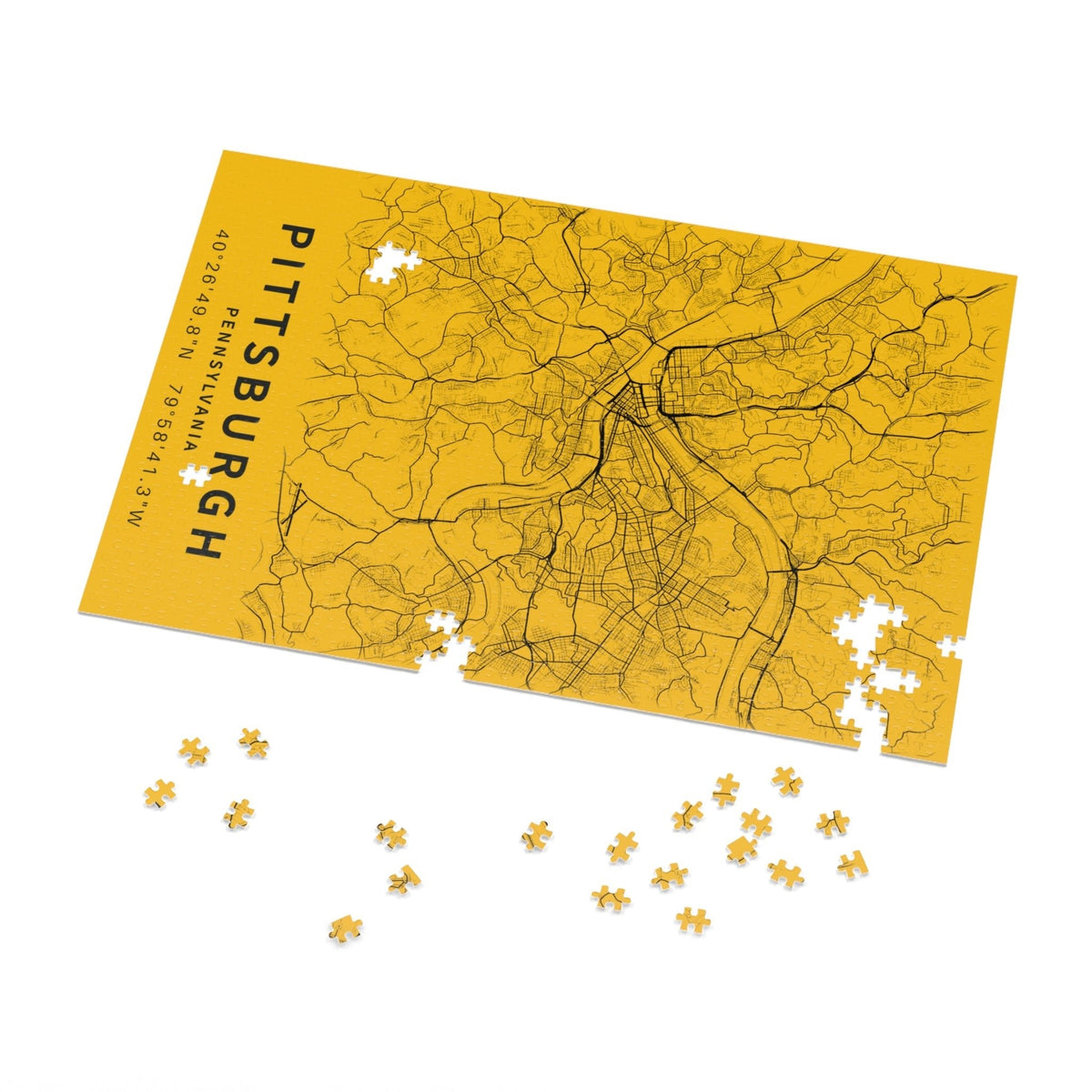Pittsburgh City Street Map Jigsaw Puzzle with Tin