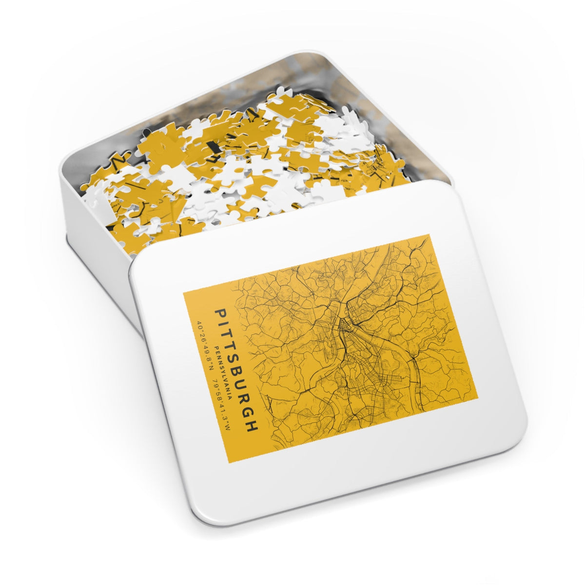 Pittsburgh City Street Map Jigsaw Puzzle with Tin