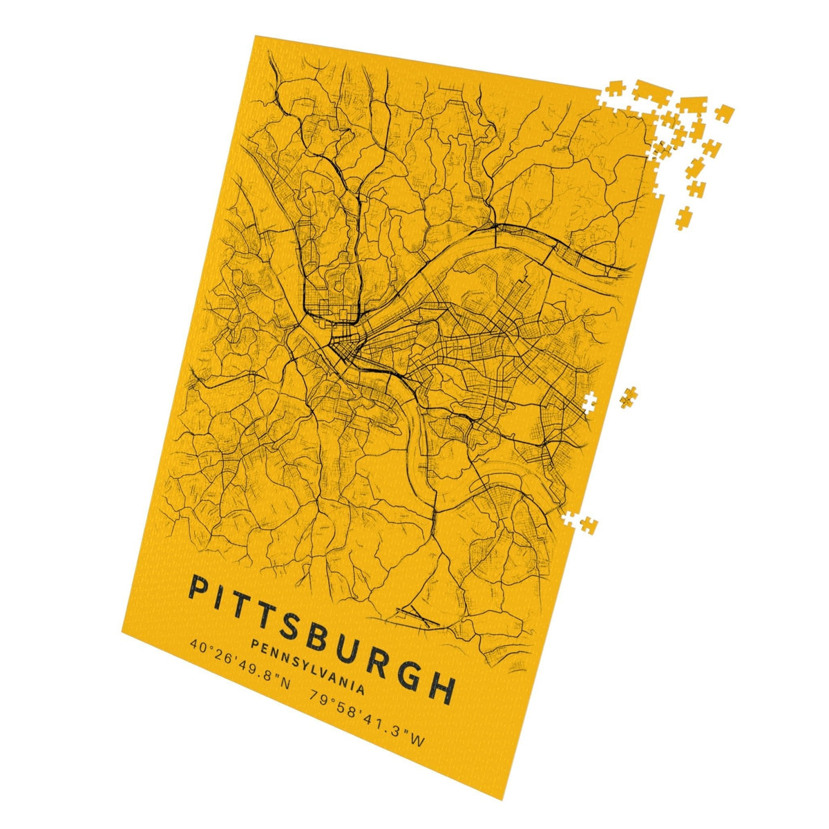 Pittsburgh City Street Map Jigsaw Puzzle with Tin