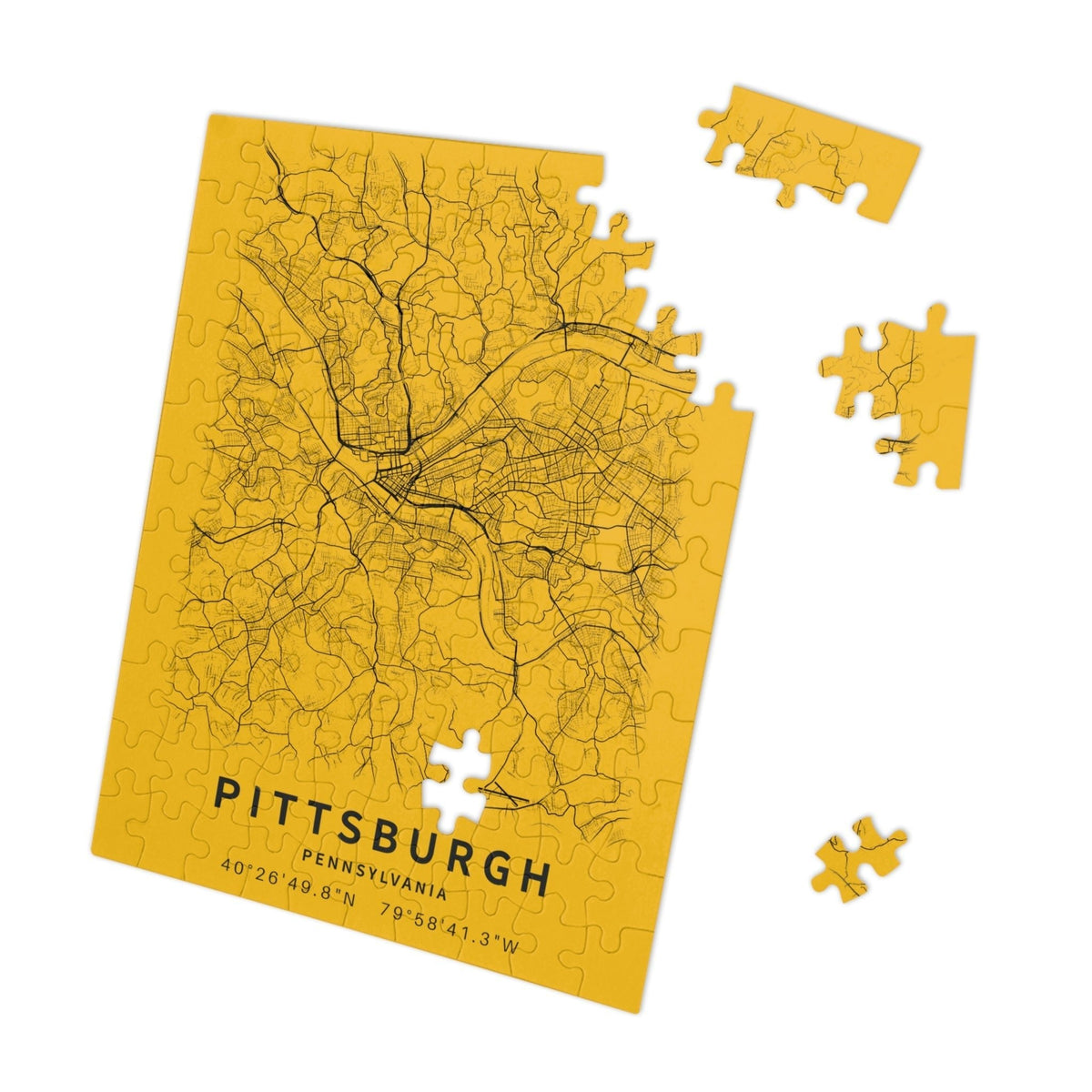 Pittsburgh City Street Map Jigsaw Puzzle with Tin