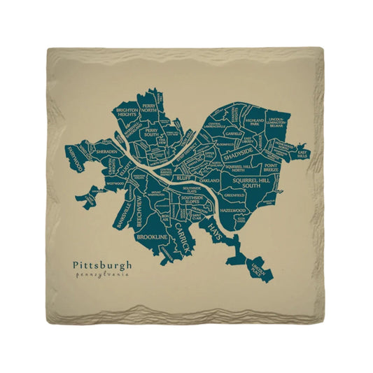 Pittsburgh Neighborhood Map Ceramic Coaster