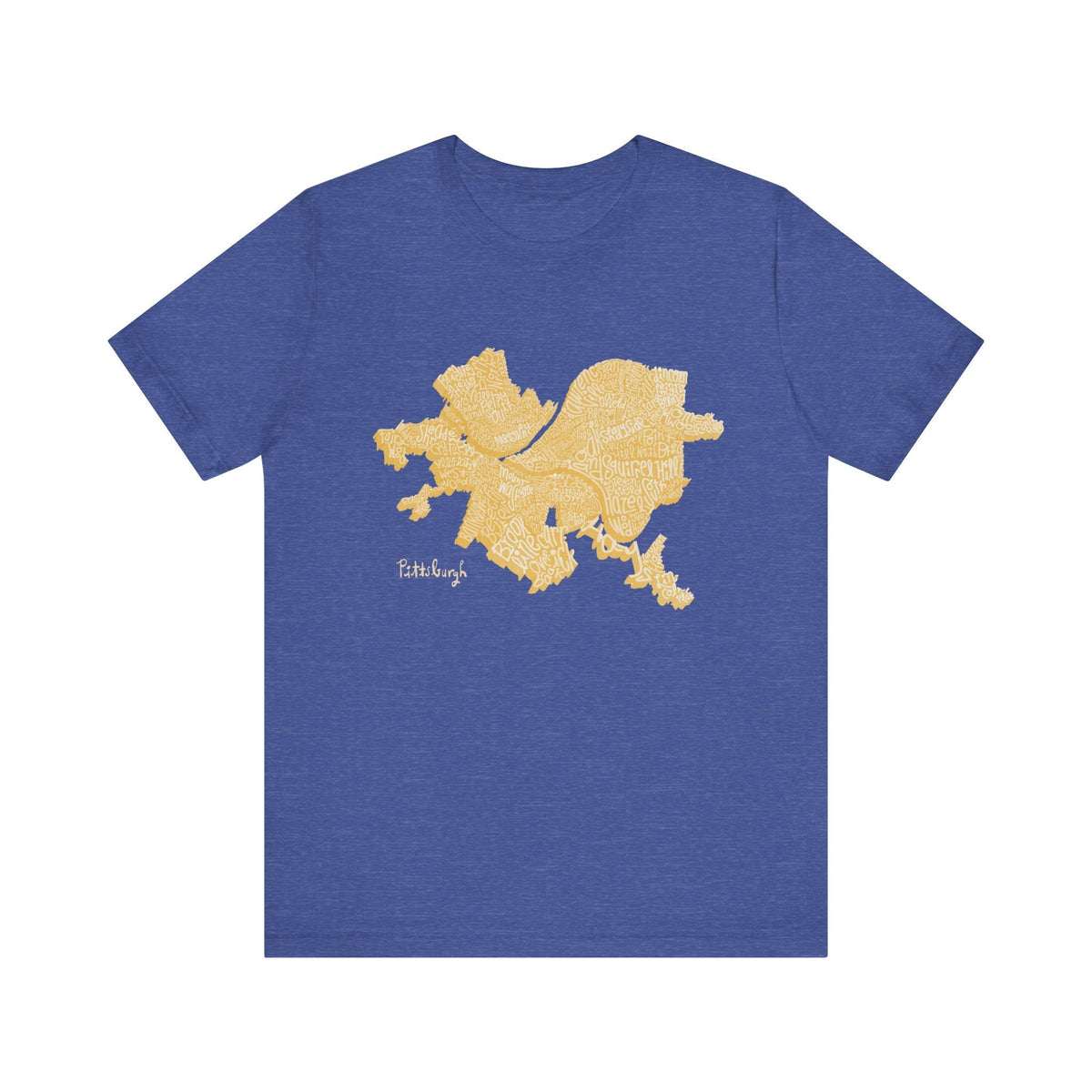 Pittsburgh Neighborhoods Word Art Map - Bella+Canvas Unisex Jersey Short Sleeve Tee