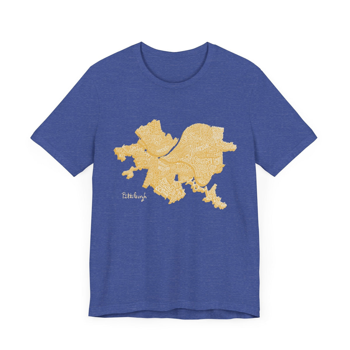 Pittsburgh Neighborhoods Word Art Map - Bella+Canvas Unisex Jersey Short Sleeve Tee