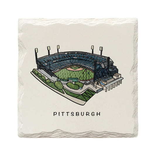 Pittsburgh PNC Park Ceramic Drink Coaster by The Doodle Line