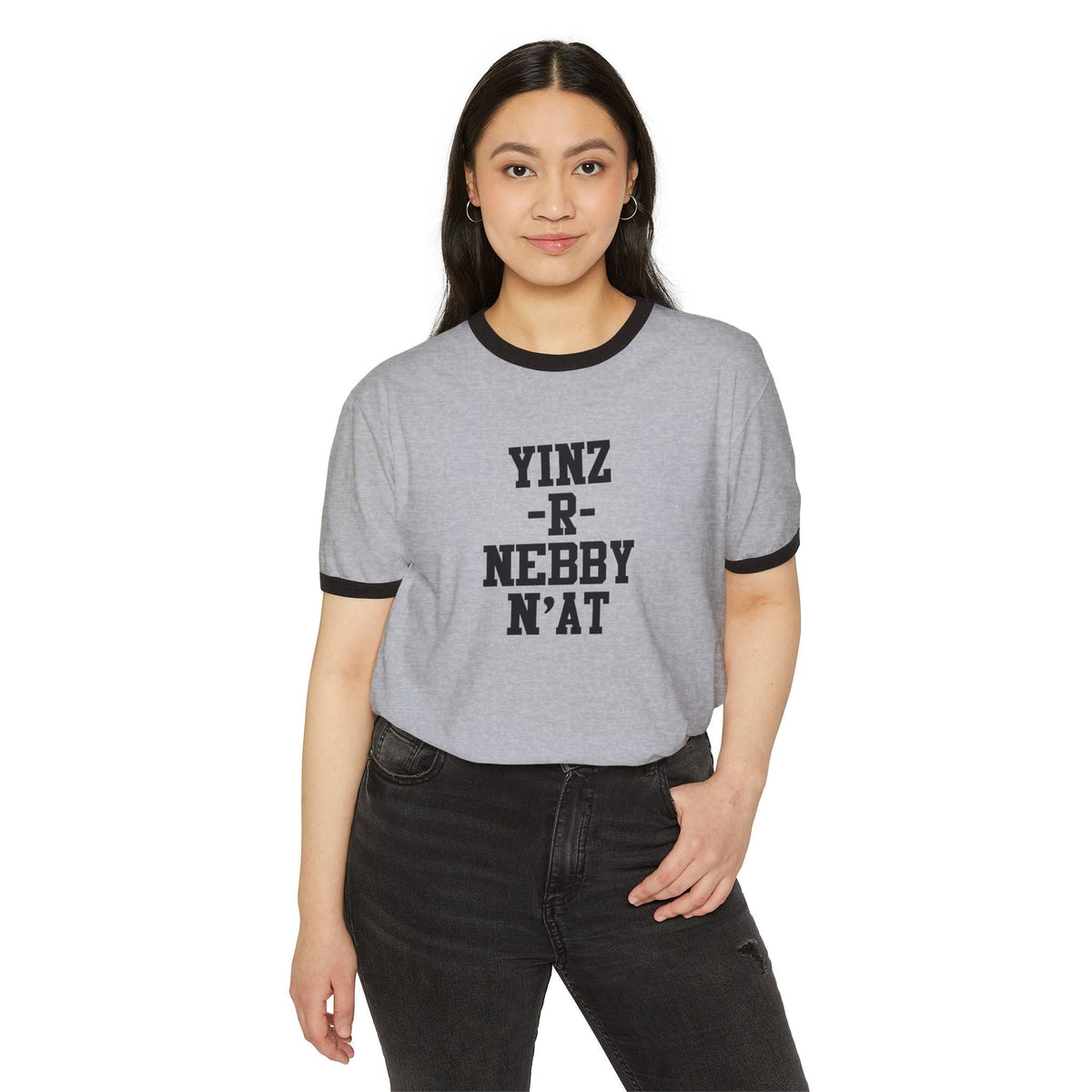 Pittsburgh Ringer T-Shirt - Yinz R Nebby, N'at Classic Fit Cotton Tee