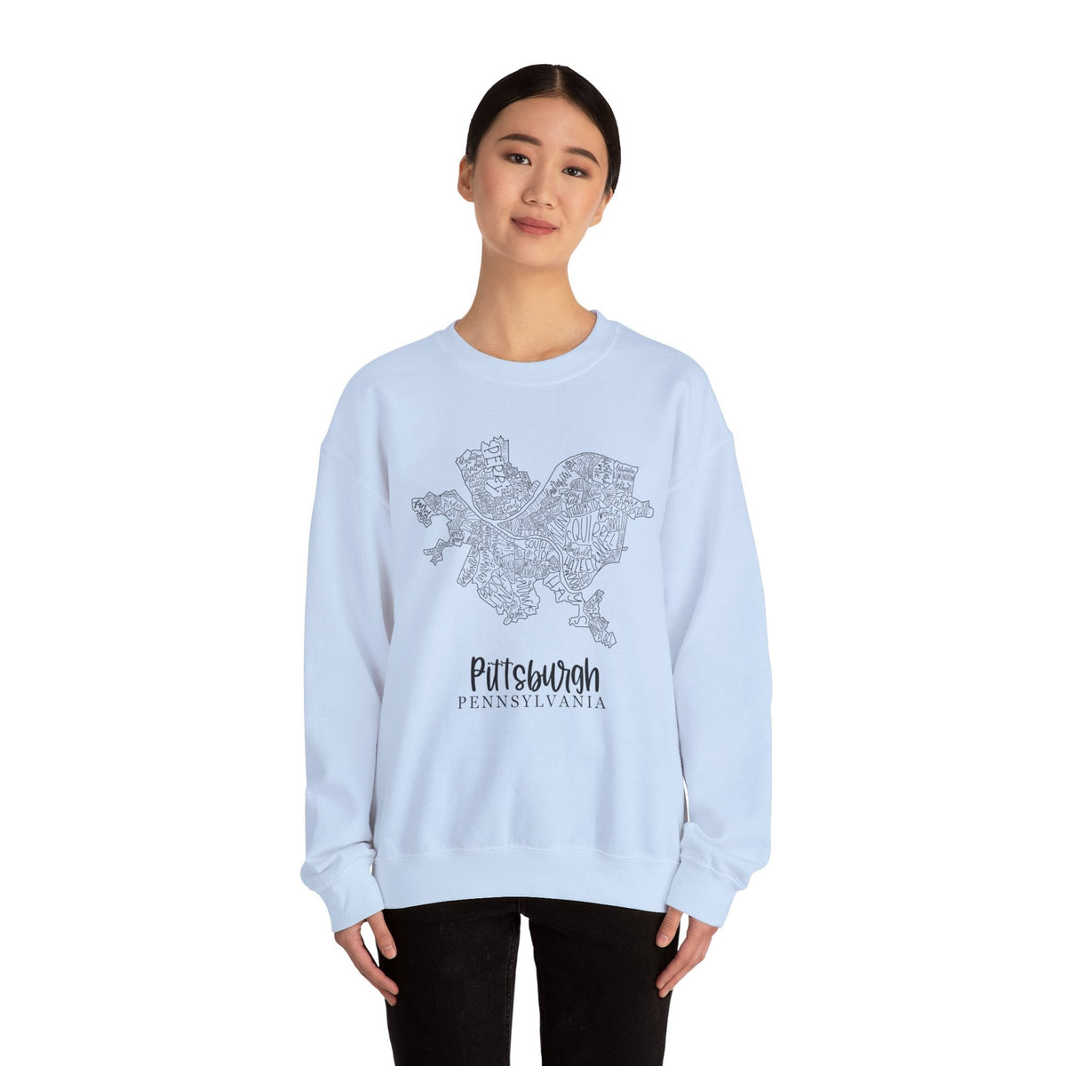 Pittsburgh Topo Word Map Graphic Gildan Heavy Blend™ Crewneck Sweatshirt
