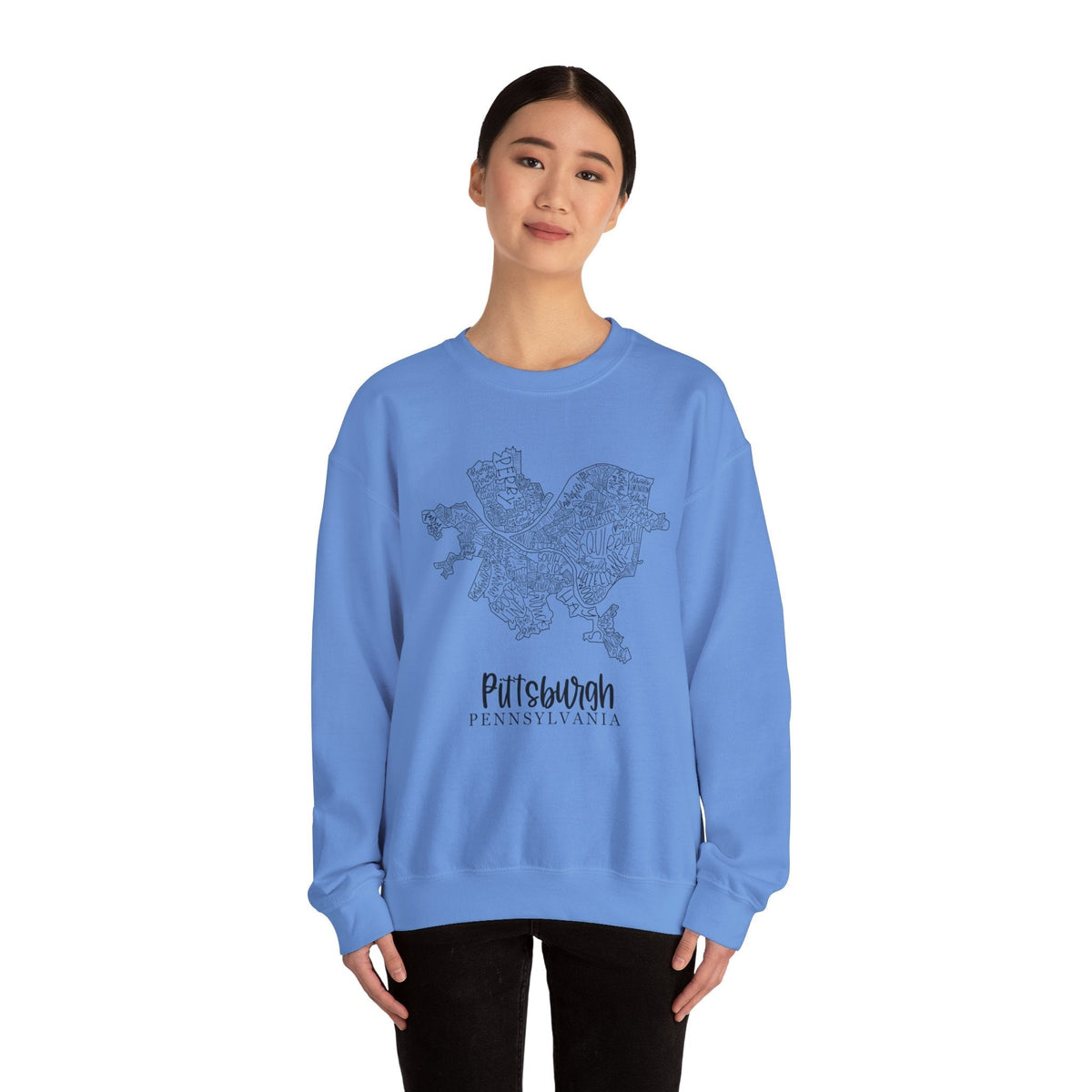 Pittsburgh Topo Word Map Graphic Gildan Heavy Blend™ Crewneck Sweatshirt