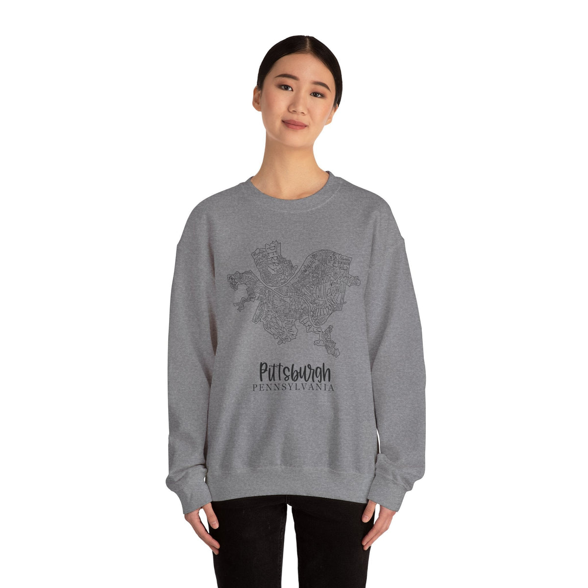 Pittsburgh Topo Word Map Graphic Gildan Heavy Blend™ Crewneck Sweatshirt