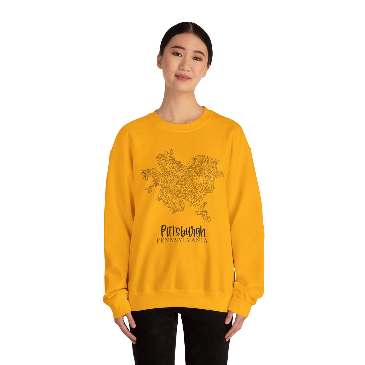 Pittsburgh Topo Word Map Graphic Gildan Heavy Blend™ Crewneck Sweatshirt