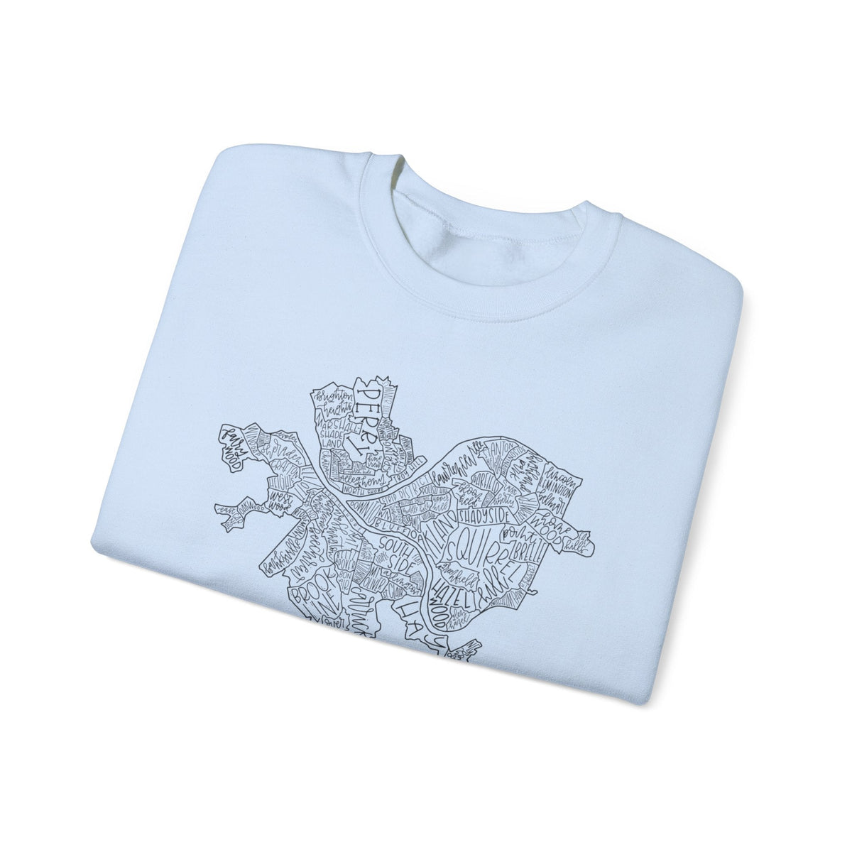 Pittsburgh Topo Word Map Graphic Gildan Heavy Blend™ Crewneck Sweatshirt