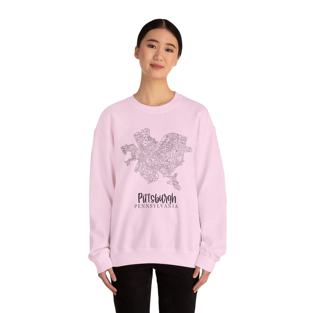 Pittsburgh Topo Word Map Graphic Gildan Heavy Blend™ Crewneck Sweatshirt