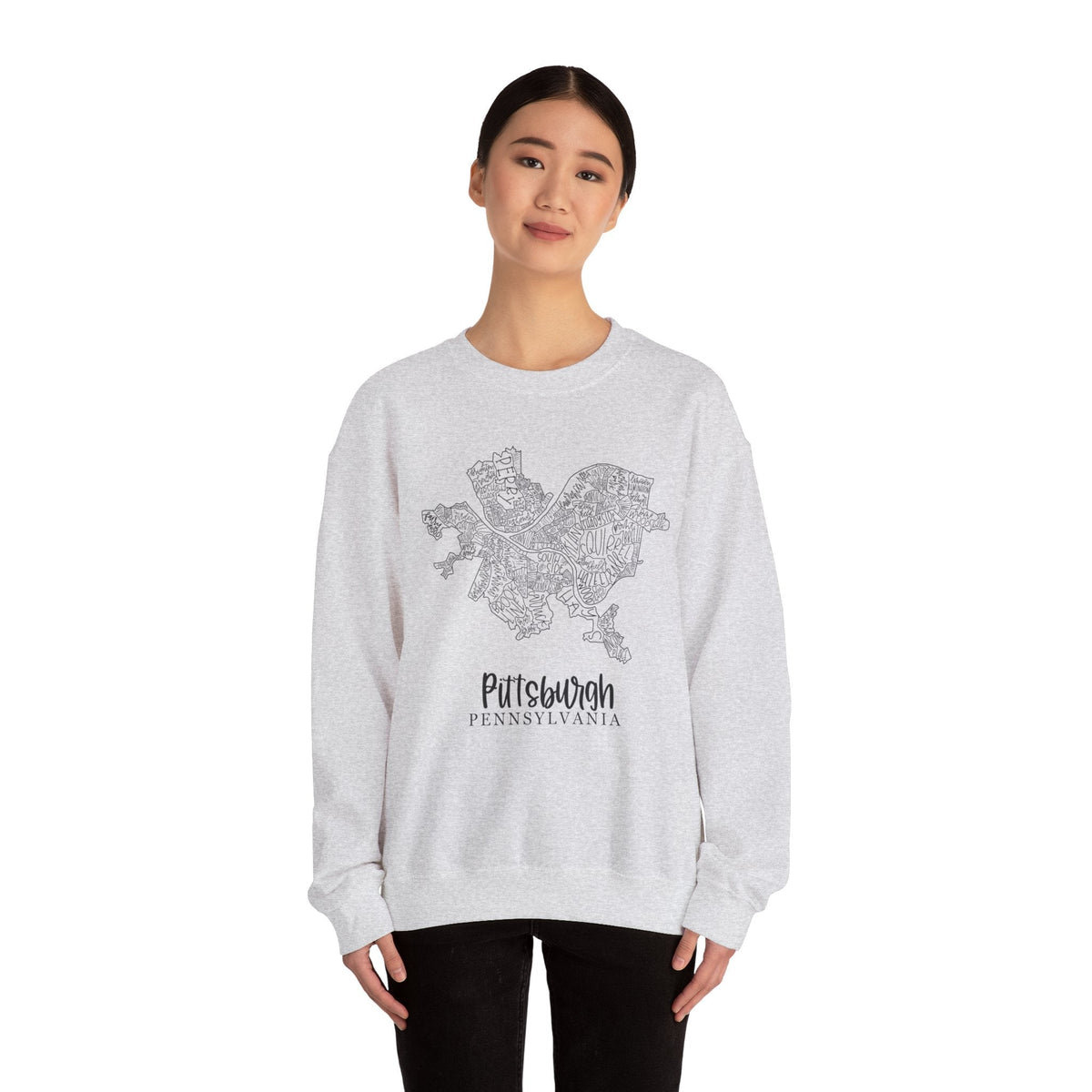 Pittsburgh Topo Word Map Graphic Gildan Heavy Blend™ Crewneck Sweatshirt