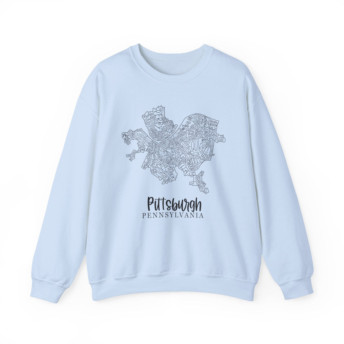 Pittsburgh Topo Word Map Graphic Gildan Heavy Blend™ Crewneck Sweatshirt